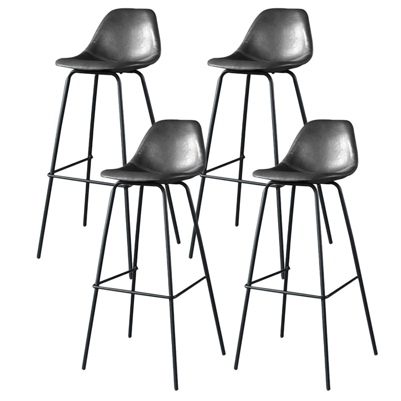 Modern Faux Leather Low Back Bucket Bar Stools with Metal Base Dark Gray 4 Piece Set Bar Stool(30"H) Clearhalo 'Bar Furniture' 'Bar Stools' 'bar_stools' 'furn' 'furn_bar_stools' 'Furniture' 'Kitchen & Dining Furniture' 7619302