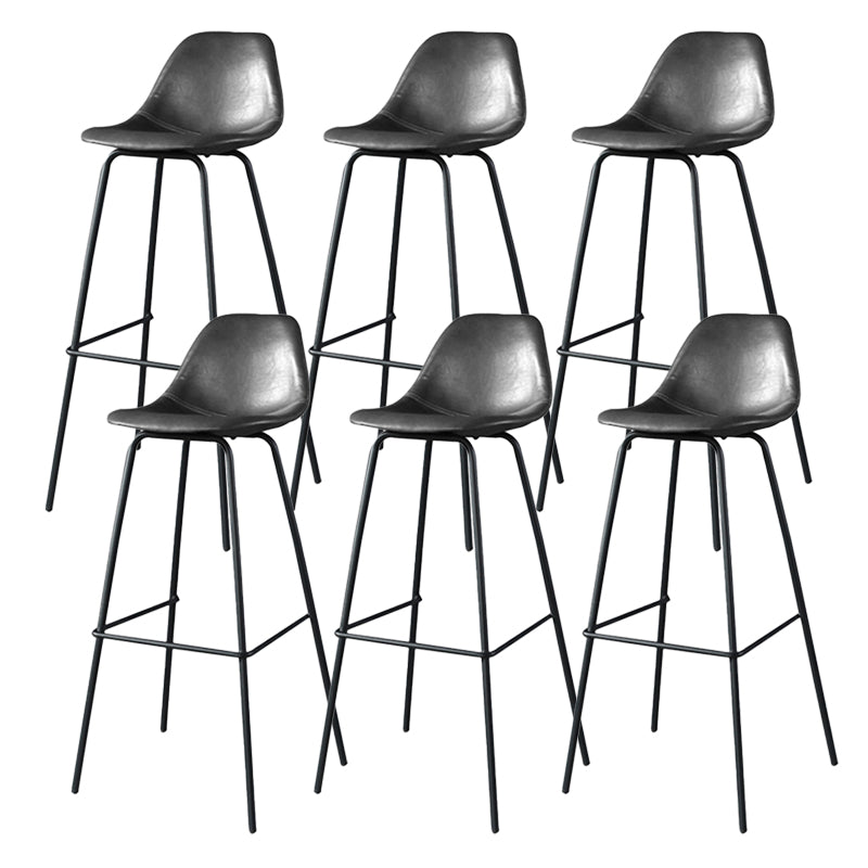 Modern Faux Leather Low Back Bucket Bar Stools with Metal Base Dark Gray 6 Piece Set Bar Stool(30"H) Clearhalo 'Bar Furniture' 'Bar Stools' 'bar_stools' 'furn' 'furn_bar_stools' 'Furniture' 'Kitchen & Dining Furniture' 7619303