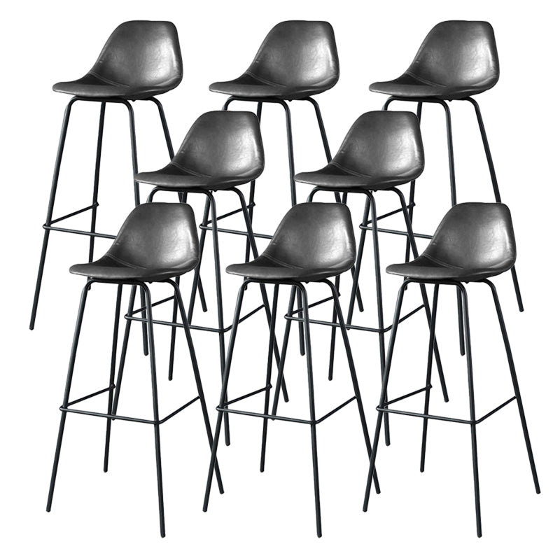 Modern Faux Leather Low Back Bucket Bar Stools with Metal Base Dark Gray 8 Piece Set Bar Stool(30"H) Clearhalo 'Bar Furniture' 'Bar Stools' 'bar_stools' 'furn' 'furn_bar_stools' 'Furniture' 'Kitchen & Dining Furniture' 7619304