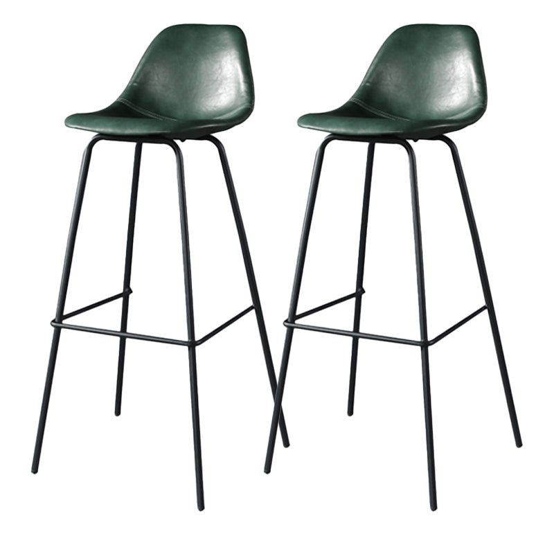 Modern Faux Leather Low Back Bucket Bar Stools with Metal Base Atrovirens 2 Piece Set Bar Stool(30"H) Clearhalo 'Bar Furniture' 'Bar Stools' 'bar_stools' 'furn' 'furn_bar_stools' 'Furniture' 'Kitchen & Dining Furniture' 7619306