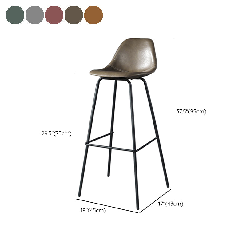 Modern Faux Leather Low Back Bucket Bar Stools with Metal Base Clearhalo 'Bar Furniture' 'Bar Stools' 'bar_stools' 'furn' 'furn_bar_stools' 'Furniture' 'Kitchen & Dining Furniture' 7619311