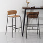 Contemporary Wooden Backrest Counter High Stool with Metal 4 Legs