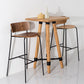 Contemporary Wooden Backrest Counter High Stool with Metal 4 Legs