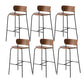 Contemporary Wooden Backrest Counter High Stool with Metal 4 Legs