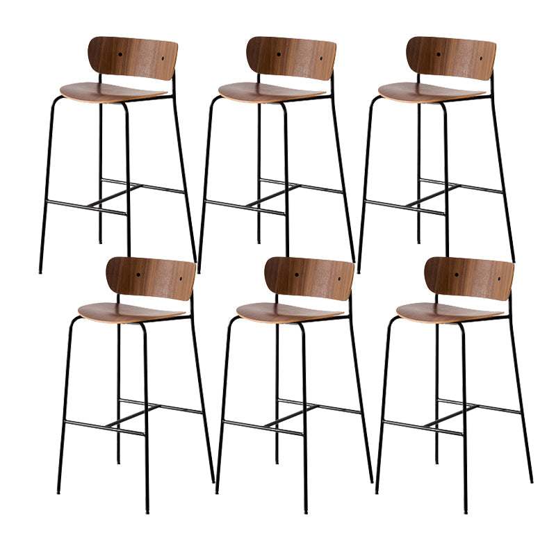 Contemporary Wooden Backrest Counter High Stool with Metal 4 Legs