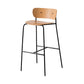 Contemporary Wooden Backrest Counter High Stool with Metal 4 Legs