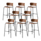Contemporary Wooden Backrest Counter High Stool with Metal 4 Legs