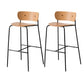 Contemporary Wooden Backrest Counter High Stool with Metal 4 Legs