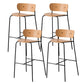 Contemporary Wooden Backrest Counter High Stool with Metal 4 Legs
