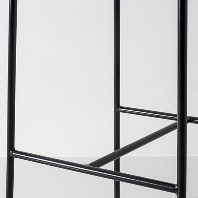 Contemporary Wooden Backrest Counter High Stool with Metal 4 Legs