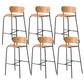 Contemporary Wooden Backrest Counter High Stool with Metal 4 Legs