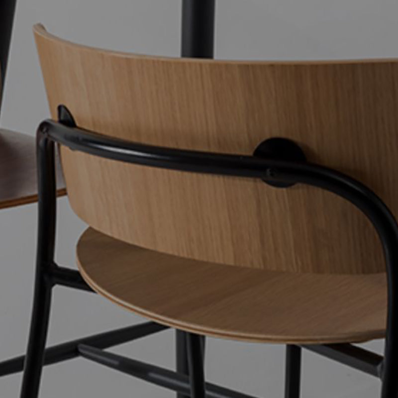 Contemporary Wooden Backrest Counter High Stool with Metal 4 Legs