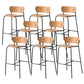 Contemporary Wooden Backrest Counter High Stool with Metal 4 Legs