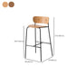 Contemporary Wooden Backrest Counter High Stool with Metal 4 Legs