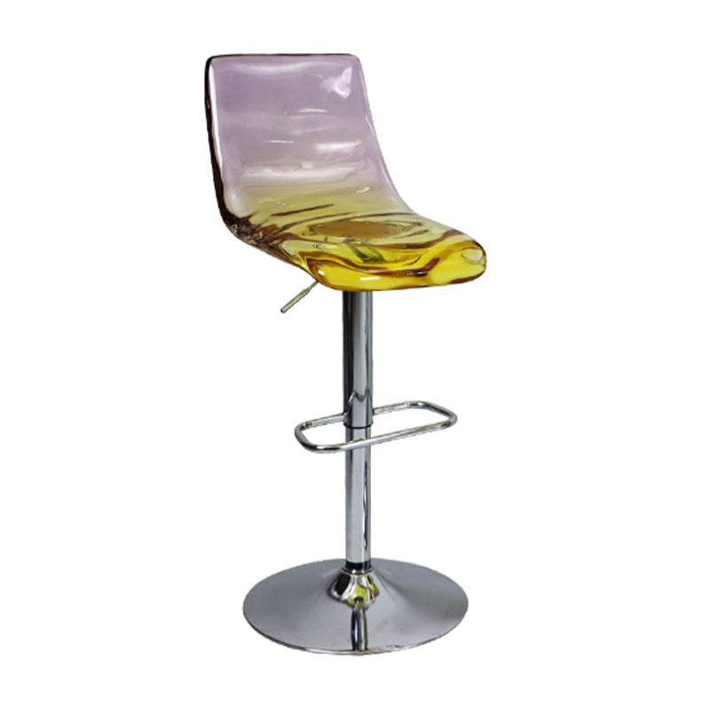 Low Back Armless Adjustable Height Swivel Bar Stool with Footrest