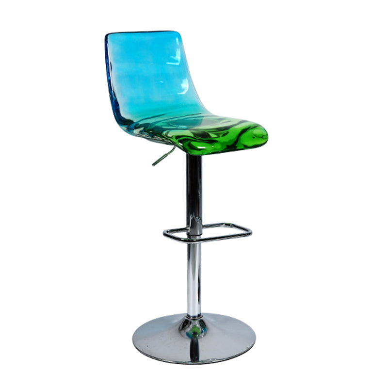 Low Back Armless Adjustable Height Swivel Bar Stool with Footrest