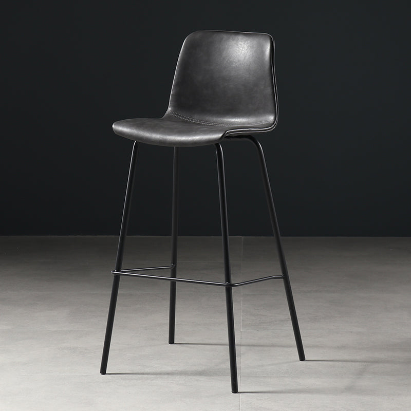 Eigentijdse rugleuning faux lederen armloze barkruk met voetsteun