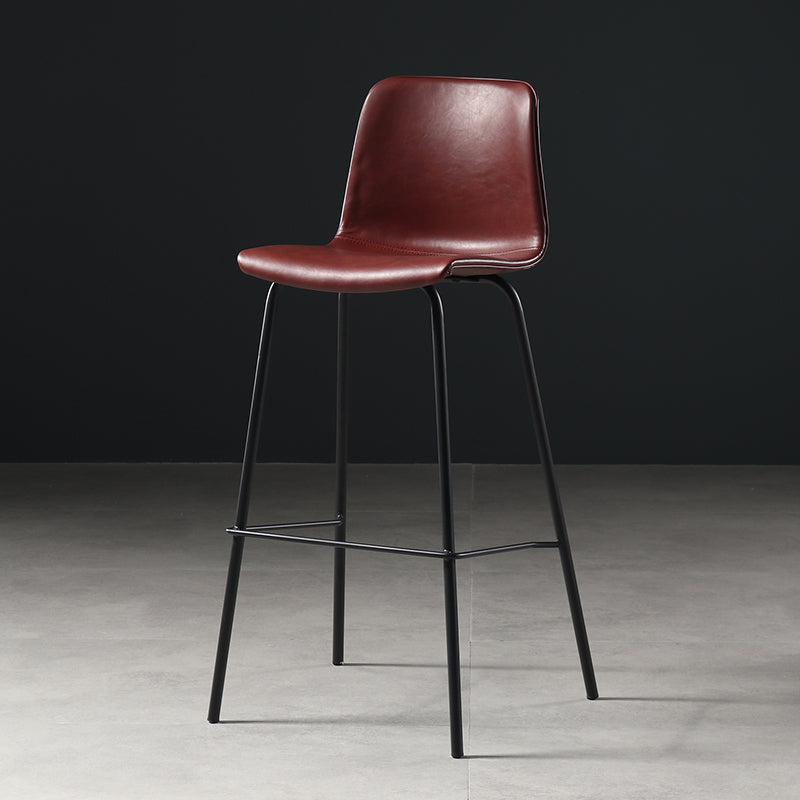 Eigentijdse rugleuning faux lederen armloze barkruk met voetsteun