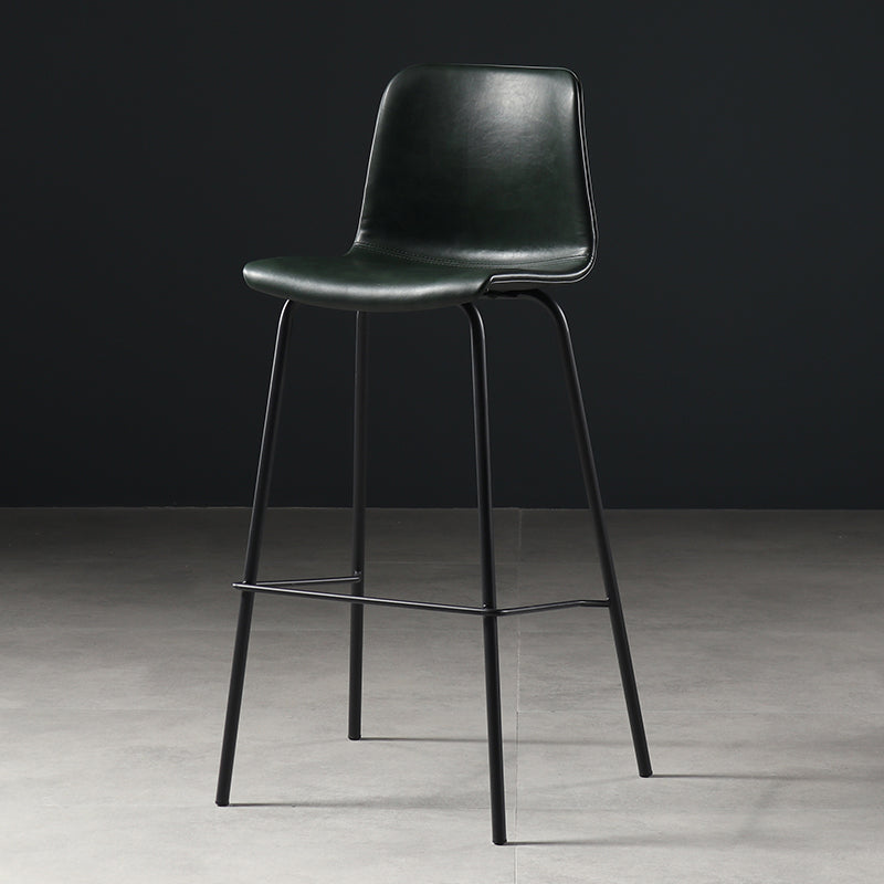 Eigentijdse rugleuning faux lederen armloze barkruk met voetsteun