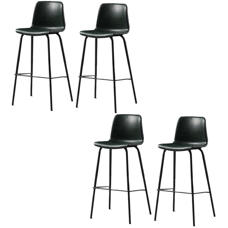 Eigentijdse rugleuning faux lederen armloze barkruk met voetsteun