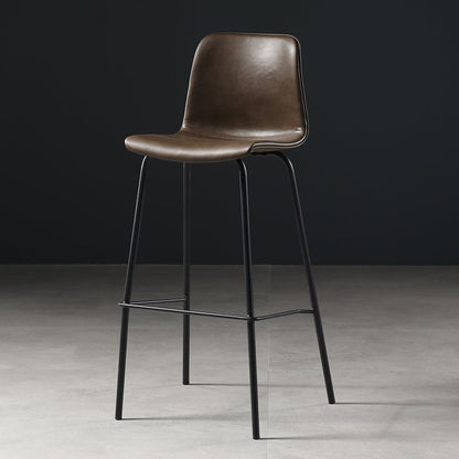 Eigentijdse rugleuning faux lederen armloze barkruk met voetsteun