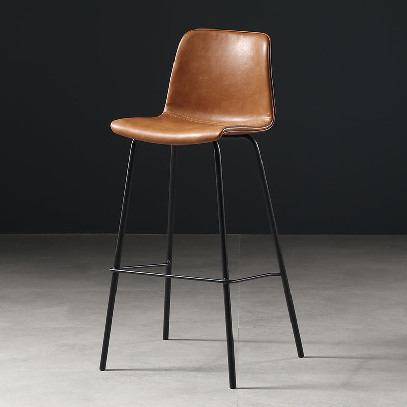 Eigentijdse rugleuning faux lederen armloze barkruk met voetsteun