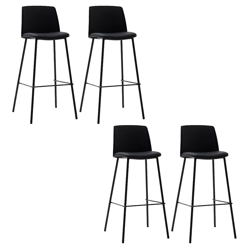 Contemporary Upholstered Low Back Plastic Bar Stools with Metal Base