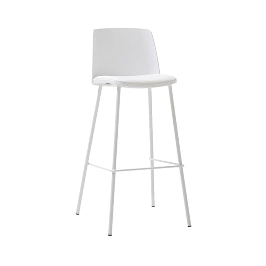 Contemporary Upholstered Low Back Plastic Bar Stools with Metal Base White 1 Piece
