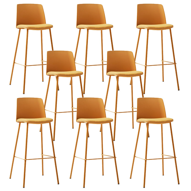 Contemporary Upholstered Low Back Plastic Bar Stools with Metal Base