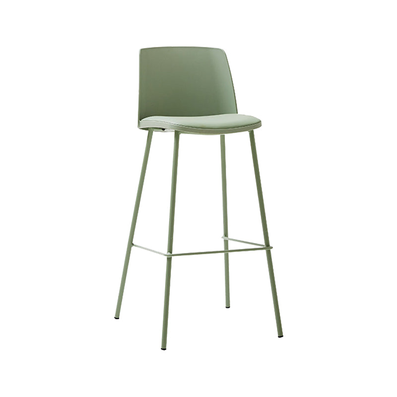 Contemporary Upholstered Low Back Plastic Bar Stools with Metal Base