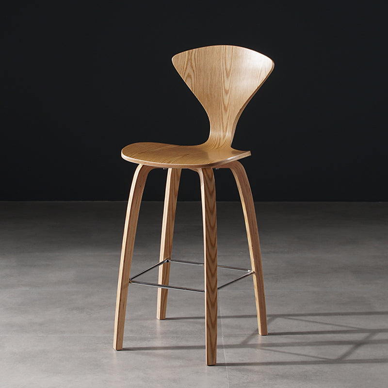 Contemporary Solid Wood Backrest Counter High Stool with 4 Legs Wood 1 Piece Clearhalo 'Bar Furniture' 'Bar Stools' 'bar_stools' 'furn' 'furn_bar_stools' 'Furniture' 'Kitchen & Dining Furniture' 7619659