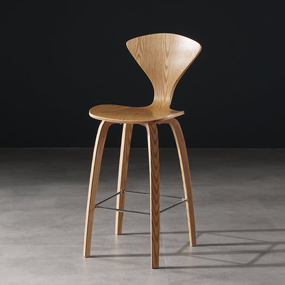 Contemporary Solid Wood Backrest Counter High Stool with 4 Legs Wood 1 Piece Clearhalo 'Bar Furniture' 'Bar Stools' 'bar_stools' 'furn' 'furn_bar_stools' 'Furniture' 'Kitchen & Dining Furniture' 7619659