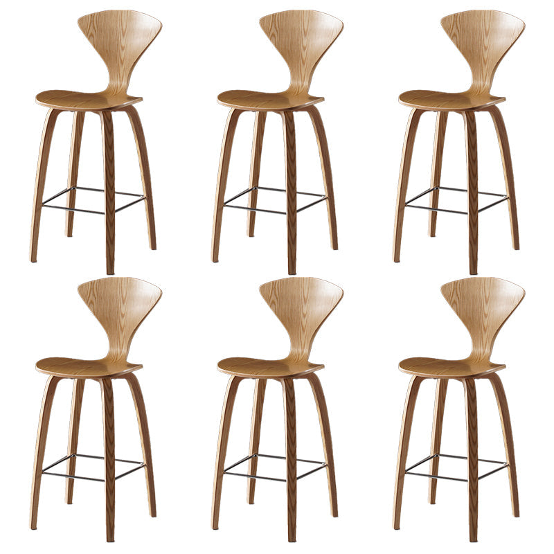 Contemporary Solid Wood Backrest Counter High Stool with 4 Legs Wood 6 Piece Set Clearhalo 'Bar Furniture' 'Bar Stools' 'bar_stools' 'furn' 'furn_bar_stools' 'Furniture' 'Kitchen & Dining Furniture' 7619665