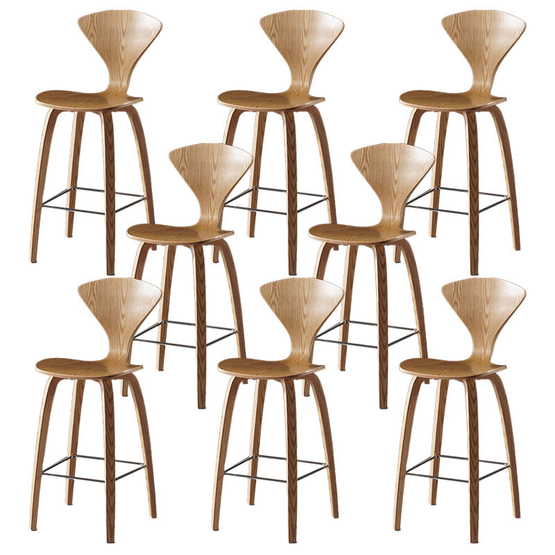 Contemporary Solid Wood Backrest Counter High Stool with 4 Legs Wood 8 Piece Set Clearhalo 'Bar Furniture' 'Bar Stools' 'bar_stools' 'furn' 'furn_bar_stools' 'Furniture' 'Kitchen & Dining Furniture' 7619667