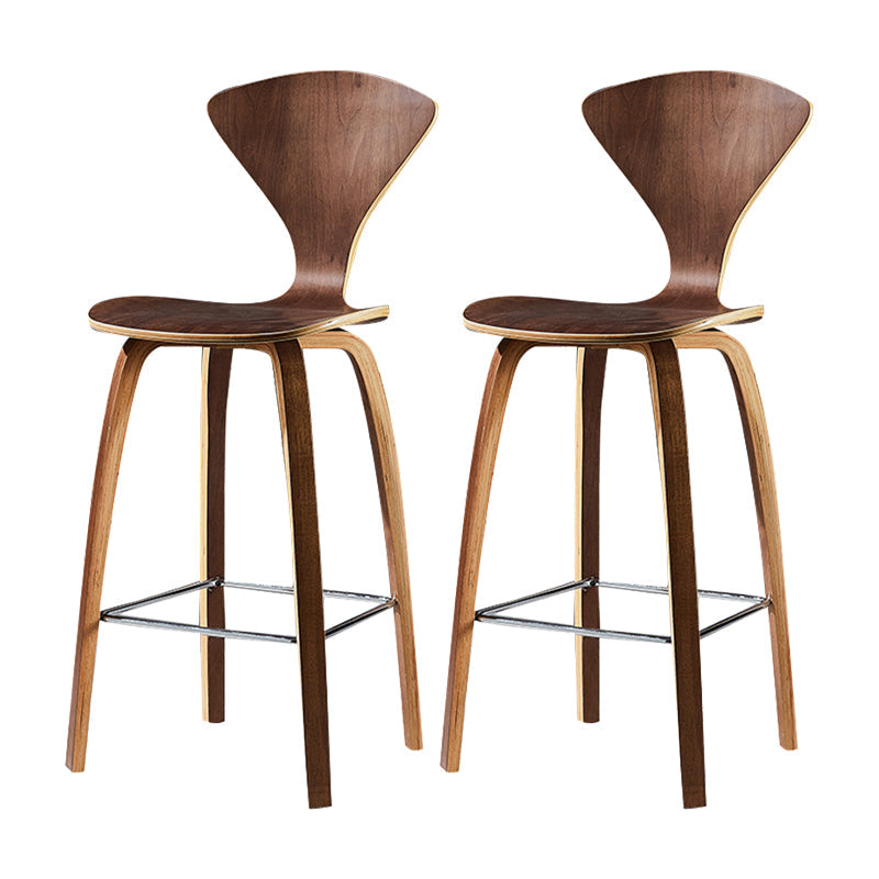 Contemporary Solid Wood Backrest Counter High Stool with 4 Legs Walnut 2 Piece Set Clearhalo 'Bar Furniture' 'Bar Stools' 'bar_stools' 'furn' 'furn_bar_stools' 'Furniture' 'Kitchen & Dining Furniture' 7619670