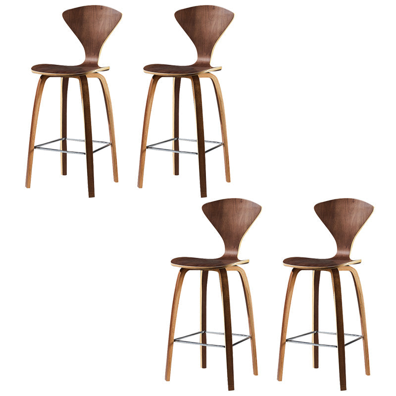 Contemporary Solid Wood Backrest Counter High Stool with 4 Legs Walnut 4 Piece Set Clearhalo 'Bar Furniture' 'Bar Stools' 'bar_stools' 'furn' 'furn_bar_stools' 'Furniture' 'Kitchen & Dining Furniture' 7619672