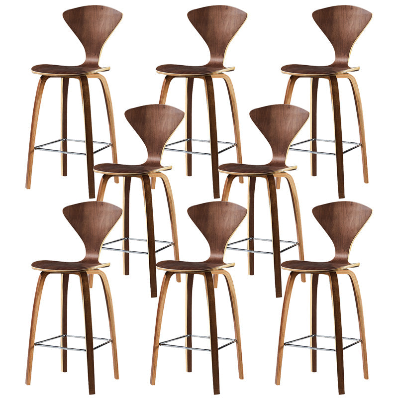 Contemporary Solid Wood Backrest Counter High Stool with 4 Legs Walnut 8 Piece Set Clearhalo 'Bar Furniture' 'Bar Stools' 'bar_stools' 'furn' 'furn_bar_stools' 'Furniture' 'Kitchen & Dining Furniture' 7619676