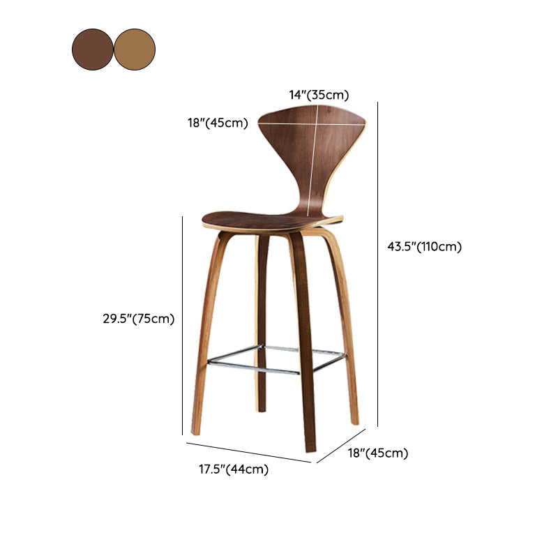 Contemporary Solid Wood Backrest Counter High Stool with 4 Legs Clearhalo 'Bar Furniture' 'Bar Stools' 'bar_stools' 'furn' 'furn_bar_stools' 'Furniture' 'Kitchen & Dining Furniture' 7619679