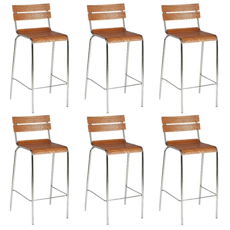 Tabourets de bar sans bras bas contemporain avec base en métal argenté