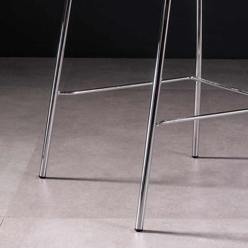 Tabourets de bar sans bras bas contemporain avec base en métal argenté
