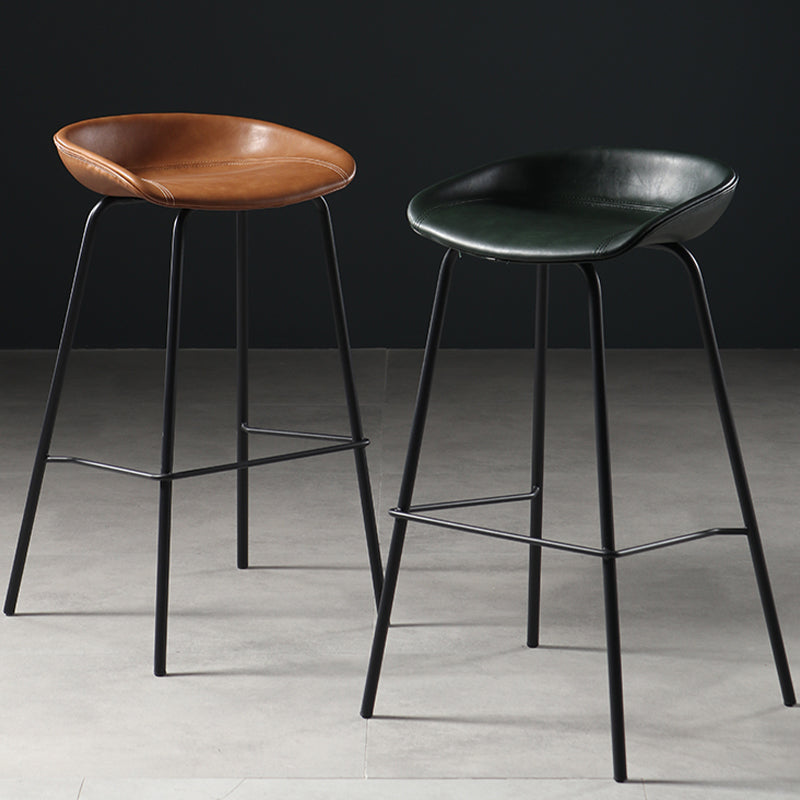 Contemporary Faux Leather Low Back Bucket Bar Stools with Metal Base Clearhalo 'Bar Furniture' 'Bar Stools' 'bar_stools' 'furn' 'furn_bar_stools' 'Furniture' 'Kitchen & Dining Furniture' 7619801