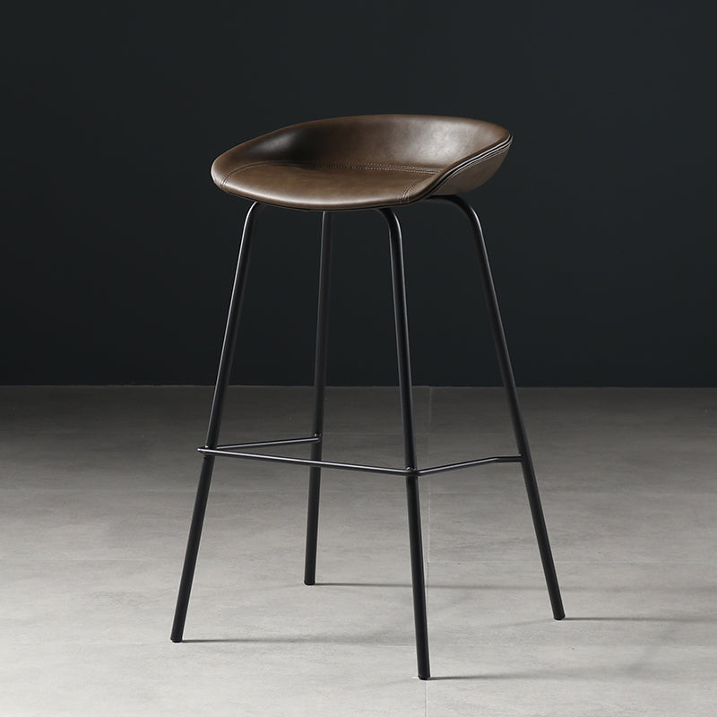 Contemporary Faux Leather Low Back Bucket Bar Stools with Metal Base Gray 1 Piece Clearhalo 'Bar Furniture' 'Bar Stools' 'bar_stools' 'furn' 'furn_bar_stools' 'Furniture' 'Kitchen & Dining Furniture' 7619802
