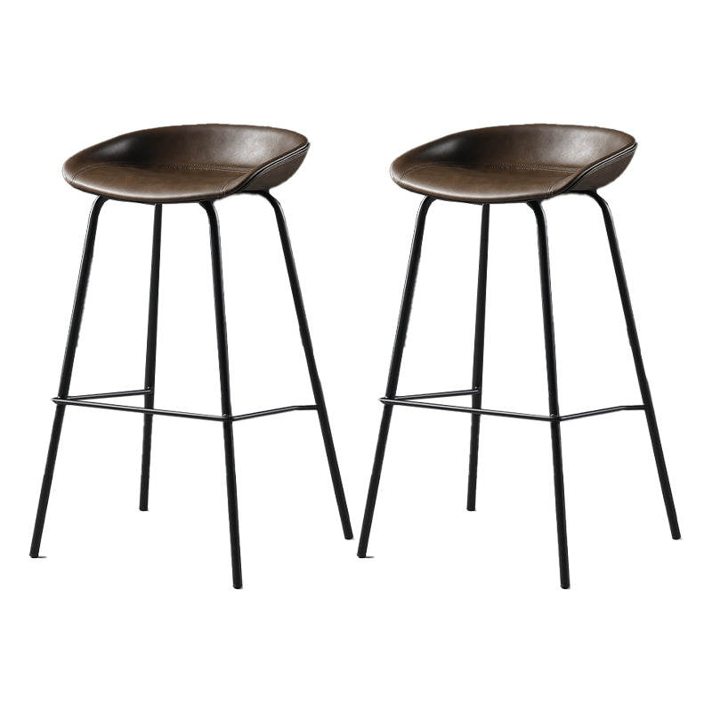 Contemporary Faux Leather Low Back Bucket Bar Stools with Metal Base Gray 2 Piece Set Clearhalo 'Bar Furniture' 'Bar Stools' 'bar_stools' 'furn' 'furn_bar_stools' 'Furniture' 'Kitchen & Dining Furniture' 7619804