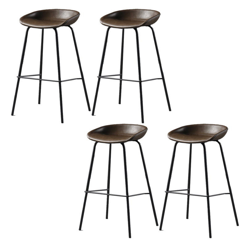 Contemporary Faux Leather Low Back Bucket Bar Stools with Metal Base Gray 4 Piece Set Clearhalo 'Bar Furniture' 'Bar Stools' 'bar_stools' 'furn' 'furn_bar_stools' 'Furniture' 'Kitchen & Dining Furniture' 7619805