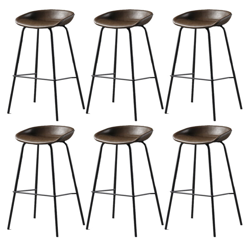 Contemporary Faux Leather Low Back Bucket Bar Stools with Metal Base Gray 6 Piece Set Clearhalo 'Bar Furniture' 'Bar Stools' 'bar_stools' 'furn' 'furn_bar_stools' 'Furniture' 'Kitchen & Dining Furniture' 7619808