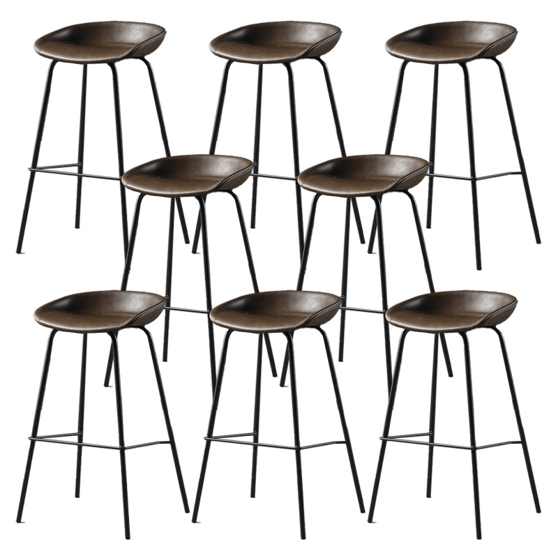 Contemporary Faux Leather Low Back Bucket Bar Stools with Metal Base Gray 8 Piece Set Clearhalo 'Bar Furniture' 'Bar Stools' 'bar_stools' 'furn' 'furn_bar_stools' 'Furniture' 'Kitchen & Dining Furniture' 7619810