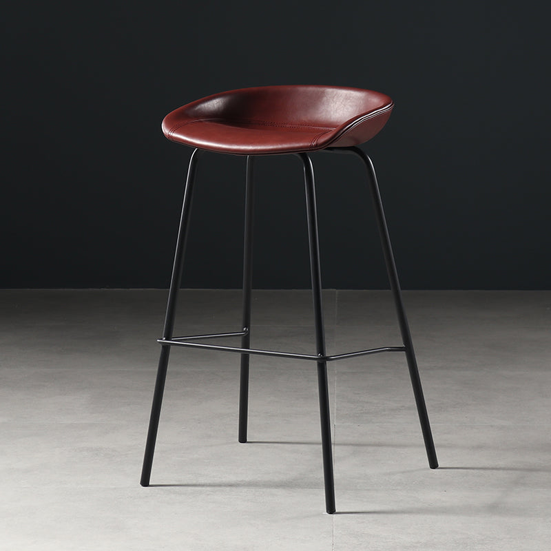Contemporary Faux Leather Low Back Bucket Bar Stools with Metal Base Red 1 Piece Clearhalo 'Bar Furniture' 'Bar Stools' 'bar_stools' 'furn' 'furn_bar_stools' 'Furniture' 'Kitchen & Dining Furniture' 7619812