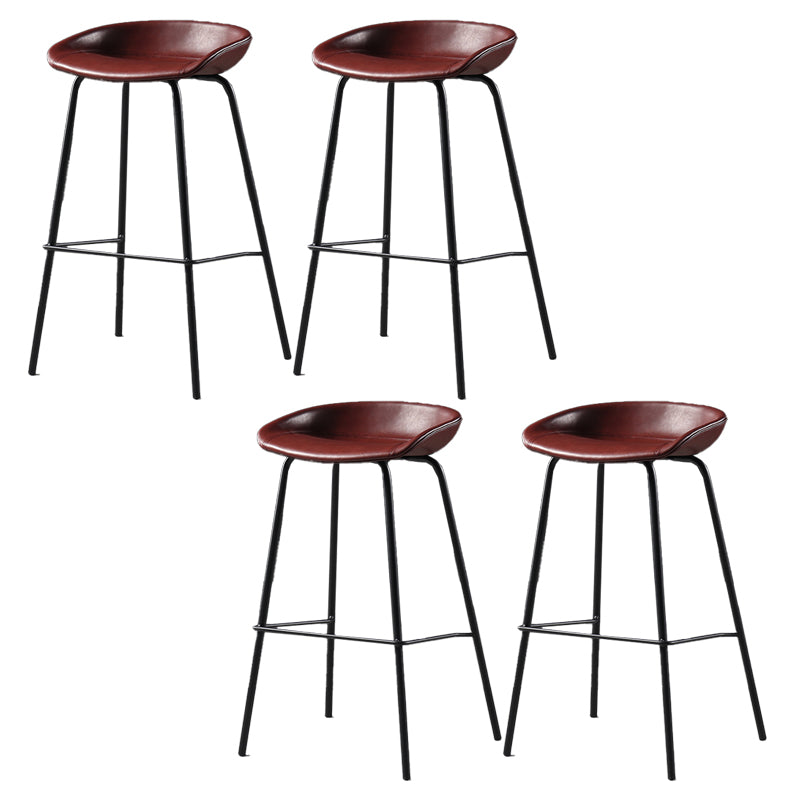 Contemporary Faux Leather Low Back Bucket Bar Stools with Metal Base Red 4 Piece Set Clearhalo 'Bar Furniture' 'Bar Stools' 'bar_stools' 'furn' 'furn_bar_stools' 'Furniture' 'Kitchen & Dining Furniture' 7619816
