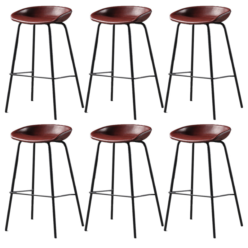 Contemporary Faux Leather Low Back Bucket Bar Stools with Metal Base Red 6 Piece Set Clearhalo 'Bar Furniture' 'Bar Stools' 'bar_stools' 'furn' 'furn_bar_stools' 'Furniture' 'Kitchen & Dining Furniture' 7619818