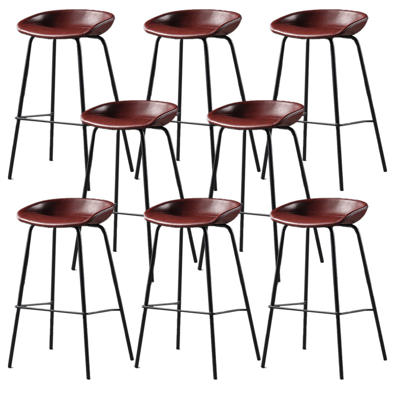 Contemporary Faux Leather Low Back Bucket Bar Stools with Metal Base Red 8 Piece Set Clearhalo 'Bar Furniture' 'Bar Stools' 'bar_stools' 'furn' 'furn_bar_stools' 'Furniture' 'Kitchen & Dining Furniture' 7619819